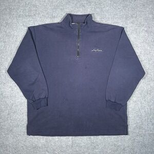 Vintage Levi Strauss Jeanswear 1/4 Zip Sweater Men's Size Large (XXL) Navy Blue